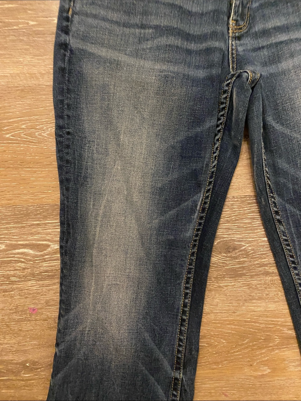 BKE Women's Blue Flare Jeans with Whiskered Fading - Picture 7 of 14